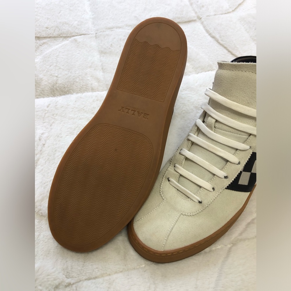 $490 Bally Vita Parcours Gum Sole Suede Checkered High Top Sneakers 10 - Picture 5 of 7